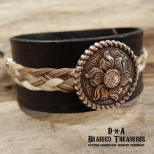 Load image into Gallery viewer, Leather Cuff Horsehair Bracelet