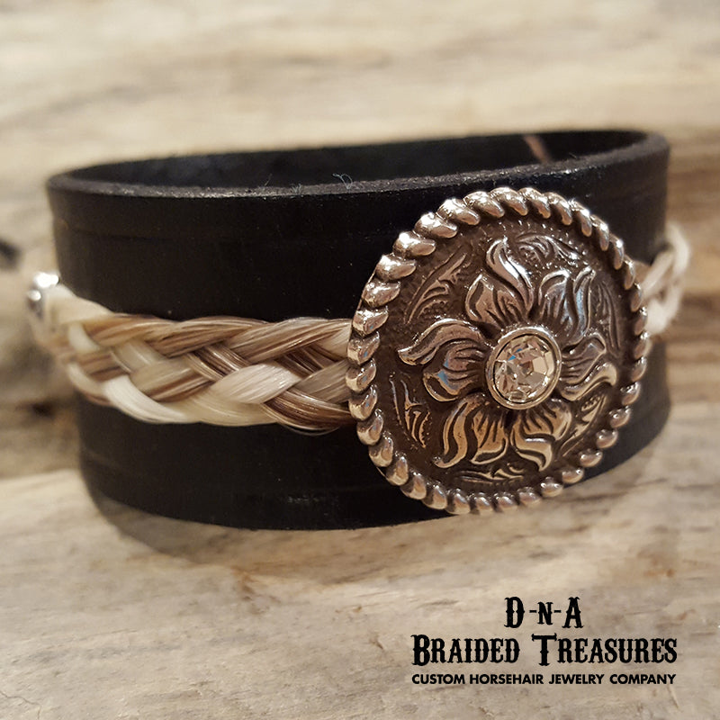 Personalized Horsehair and Leather Bracelet outlet w/ Buckle Closure