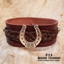 Load image into Gallery viewer, Leather Cuff Horsehair Bracelet
