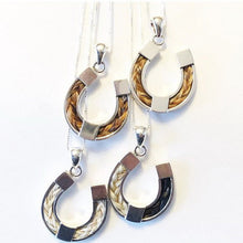 Load image into Gallery viewer, Sterling Silver Horseshoe Inlay Horsehair Necklace