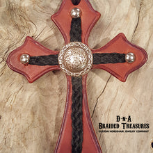 Load image into Gallery viewer, Leather Horsehair Saddle Cross
