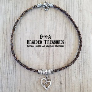 Double Heart Horsehair Necklace