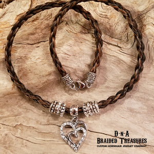 Double Heart Horsehair Necklace