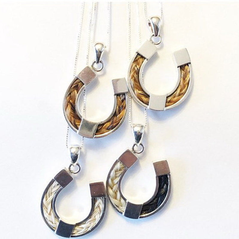 Sterling Silver Horseshoe Inlay Horsehair Necklace