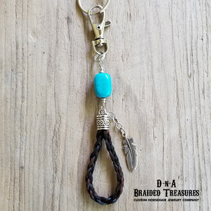 Beaded Teardrop Horsehair Keychain