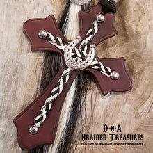 Load image into Gallery viewer, Leather Horsehair Saddle Cross
