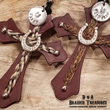 Load image into Gallery viewer, Leather Horsehair Saddle Cross
