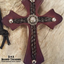 Load image into Gallery viewer, Leather Horsehair Saddle Cross
